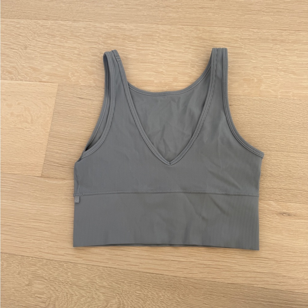 Gray Ribbed Tank Top - Picture 2 of 3